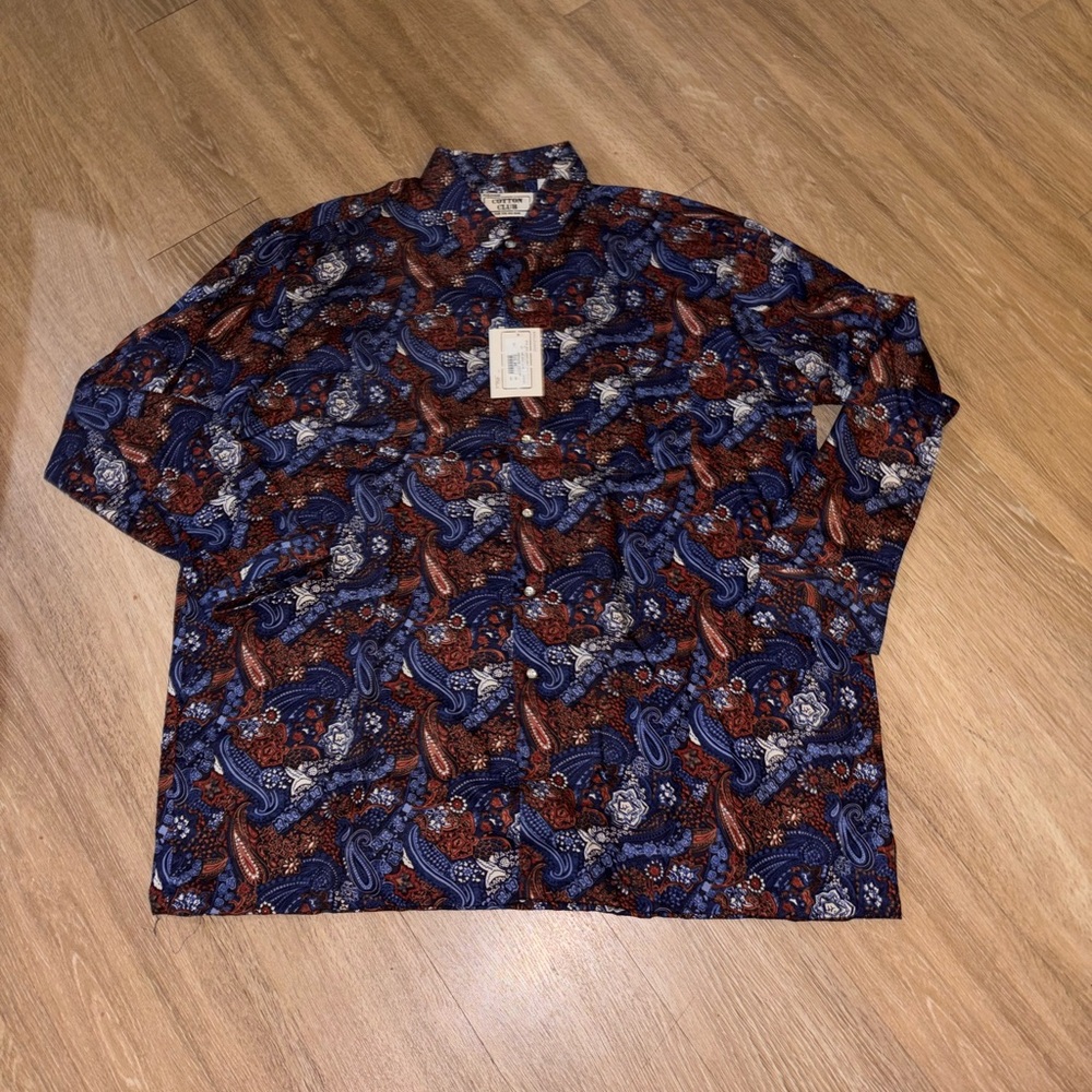 NWT men’s paisley button down shirt cotton club for man big tall 18-2x-18.5